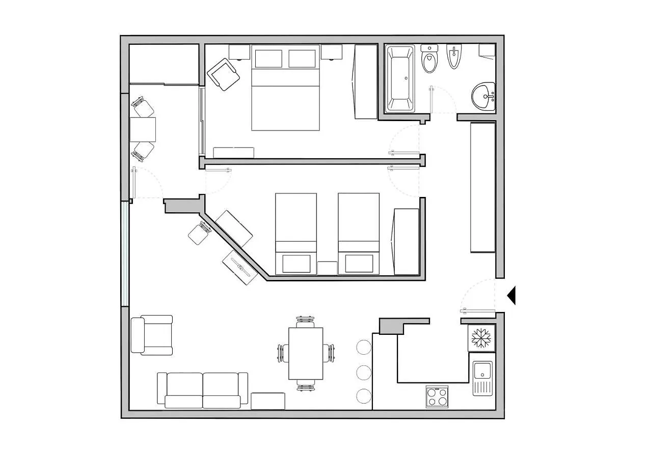 Apartamento alquilaencanarias El Medano Delfines, 2 hab, Parking